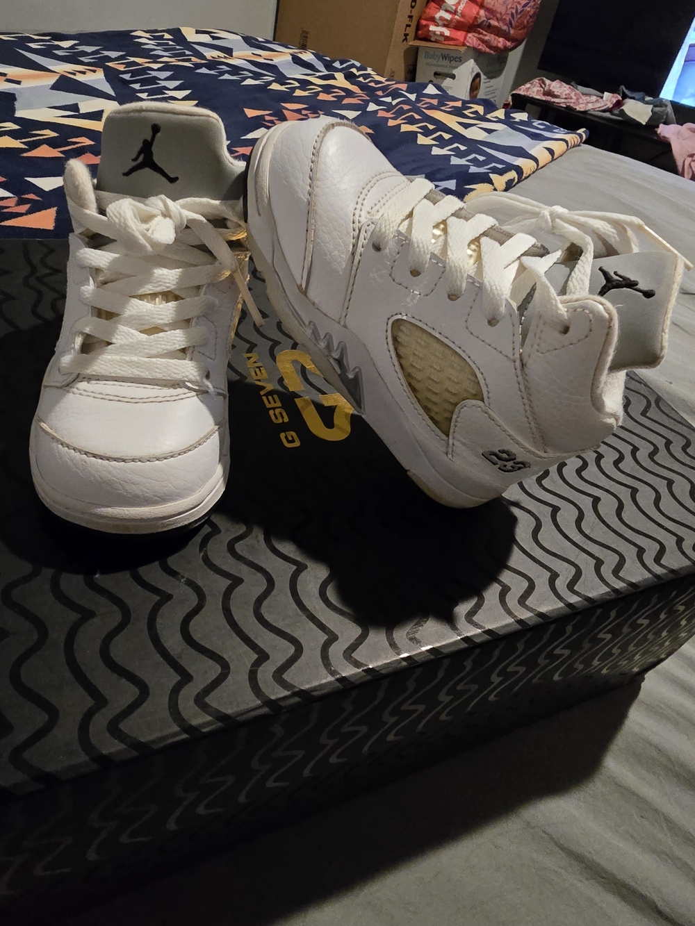 Nike Air Jordan Retro 5 white/black/grey Sneakers Kids 440889-130 - SZ 6C